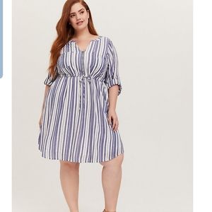 NWT: Blue & White Stripe Zip Dress